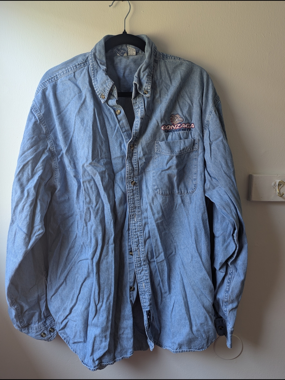 Port and Company Light Blue Denim Shirt Jacket with Gonzaga Embroidery